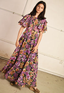 70's retro floral Boho Paris chic festival maxi dress