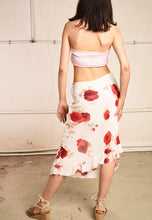 Y2K retro rose print midi festival skirt