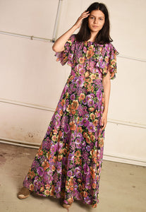 70's retro floral Boho Paris chic festival maxi dress