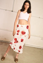 Y2K retro rose print midi festival skirt