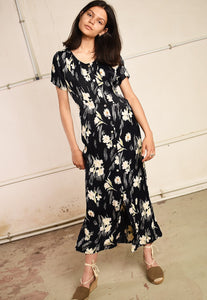 90's retro floral Paris chic minimalist midi dress