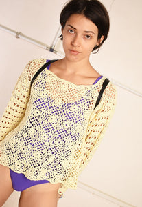 80's retro handknitted festival top in crochet