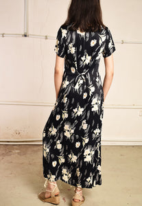 90's retro floral Paris chic minimalist midi dress