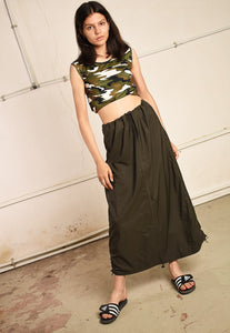 90's retro shell highwaisted festival cargo maxi skirt