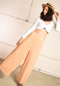 90's retro Paris chic palazzo peach pastel trousers