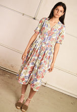 90's retro floral Paris chic festival midi tea dress