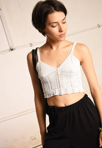 90's retro Boho festival Paris chic crochet knit crop top