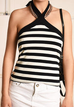 Y2K retro neutical Paris chic halter neck top