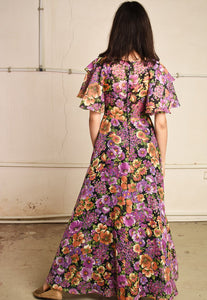 70's retro floral Boho Paris chic festival maxi dress