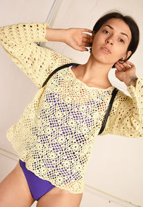 80's retro handknitted festival top in crochet