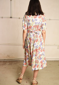 90's retro floral Paris chic festival midi tea dress