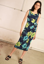 90's retro floral wrap up midi dress