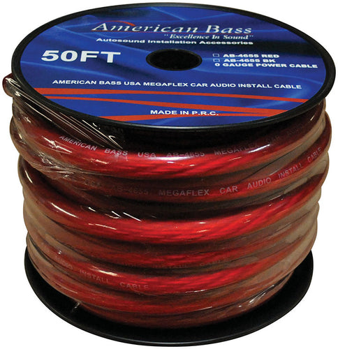 American Bass 1/0 AWG Wire 50ft spool Red