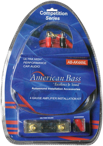 American Bass 4Gauge Wiring kit ANL Fuse **ABAK4ANL**