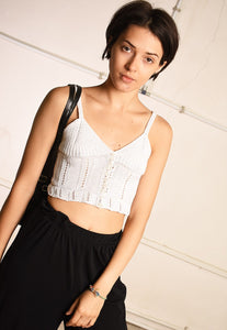 90's retro Boho festival Paris chic crochet knit crop top