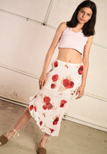 Y2K retro rose print midi festival skirt