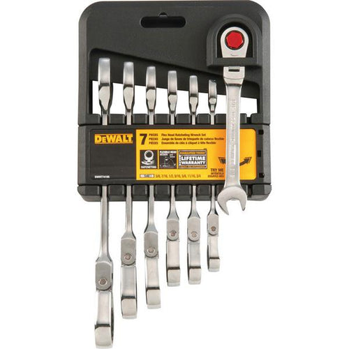 7 PC RATCHETING FLEX HEAD COMBO WRENCH SET