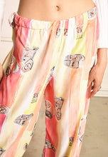 90's retro ethnic print Boho festival pastel rousers