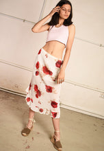 Y2K retro rose print midi festival skirt